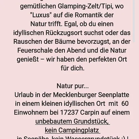 Οργανωμένο κάμπινγκ Tipi Glamping Naturcamping In Der Seenplatte Inklusive Strom- Dixi-wc!! #mecklenburg-vorpommern